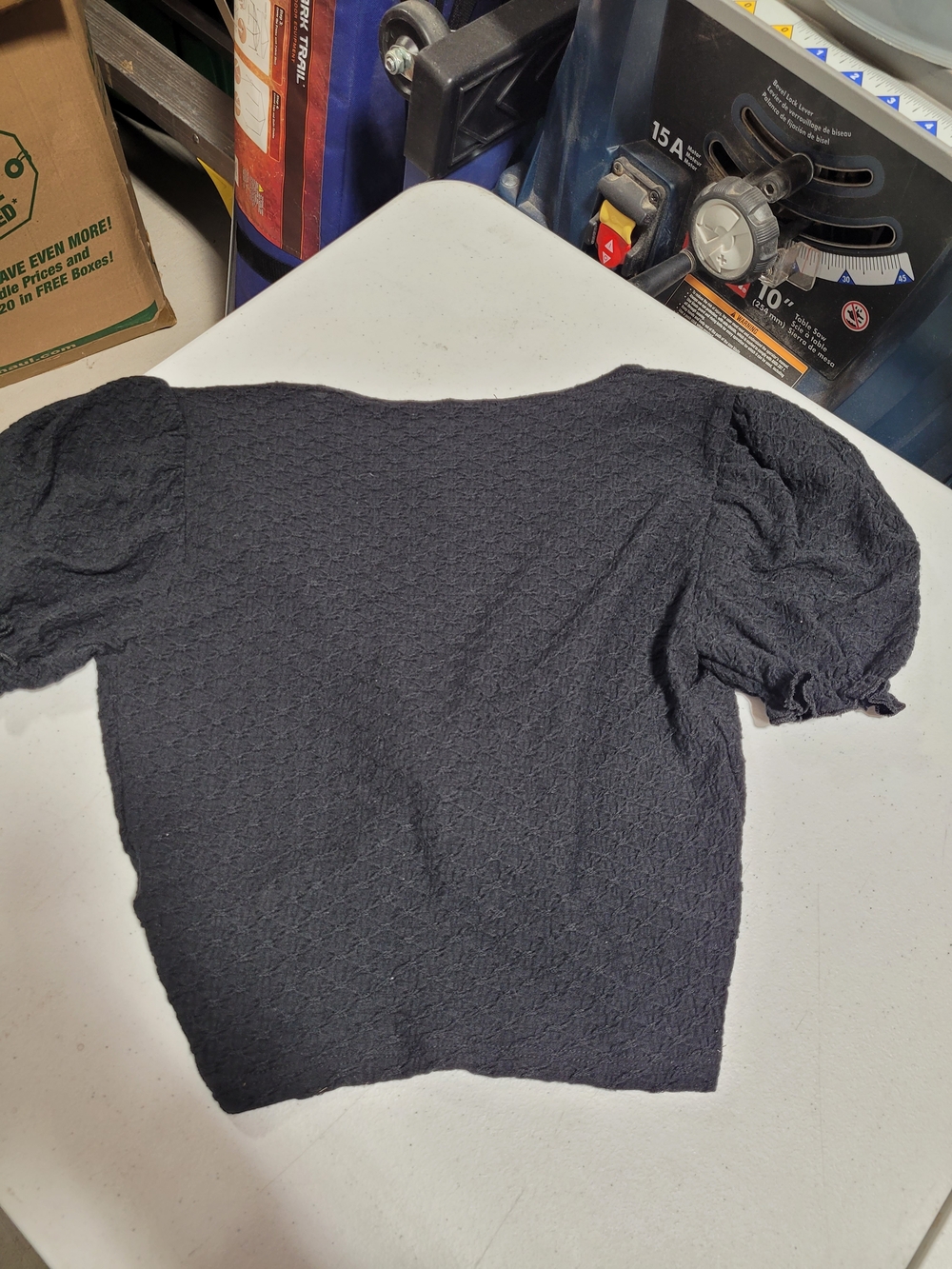 Black Twist-Front Puff Sleeve Top - Picture 3 of 4